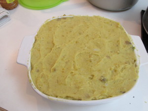 Sweet potato cauliflower lentil pie finished
